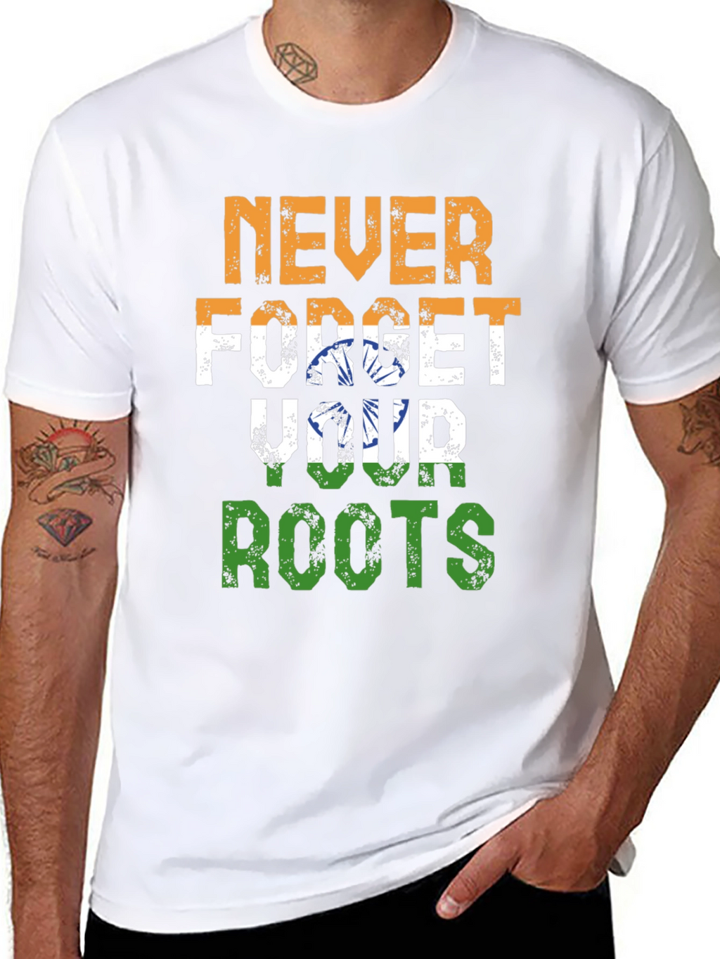 Never Forget Roots India Flag Graphic T-Shirt