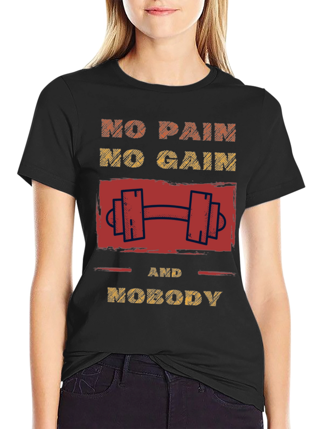 Motivational No Pain No Gain Graphic T-Shirt