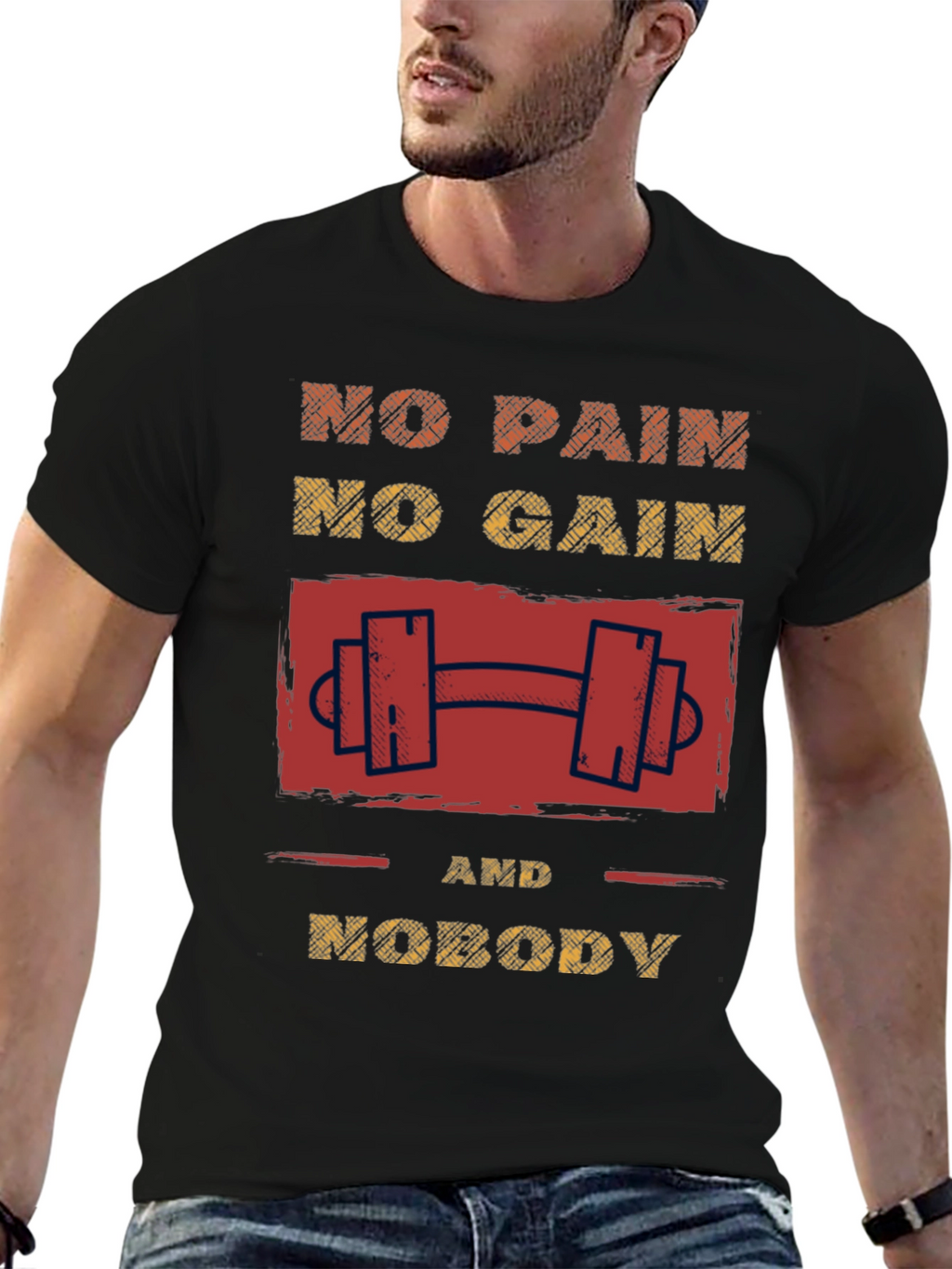 Motivational No Pain No Gain Graphic T-Shirt