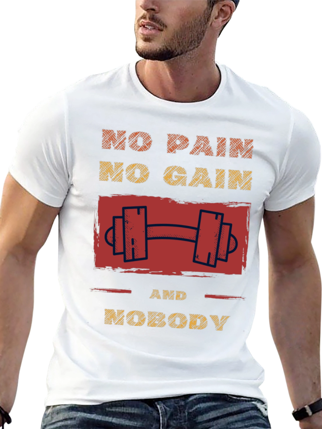 Motivational No Pain No Gain Graphic T-Shirt