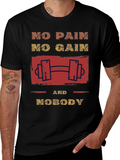 Motivational No Pain No Gain Graphic T-Shirt