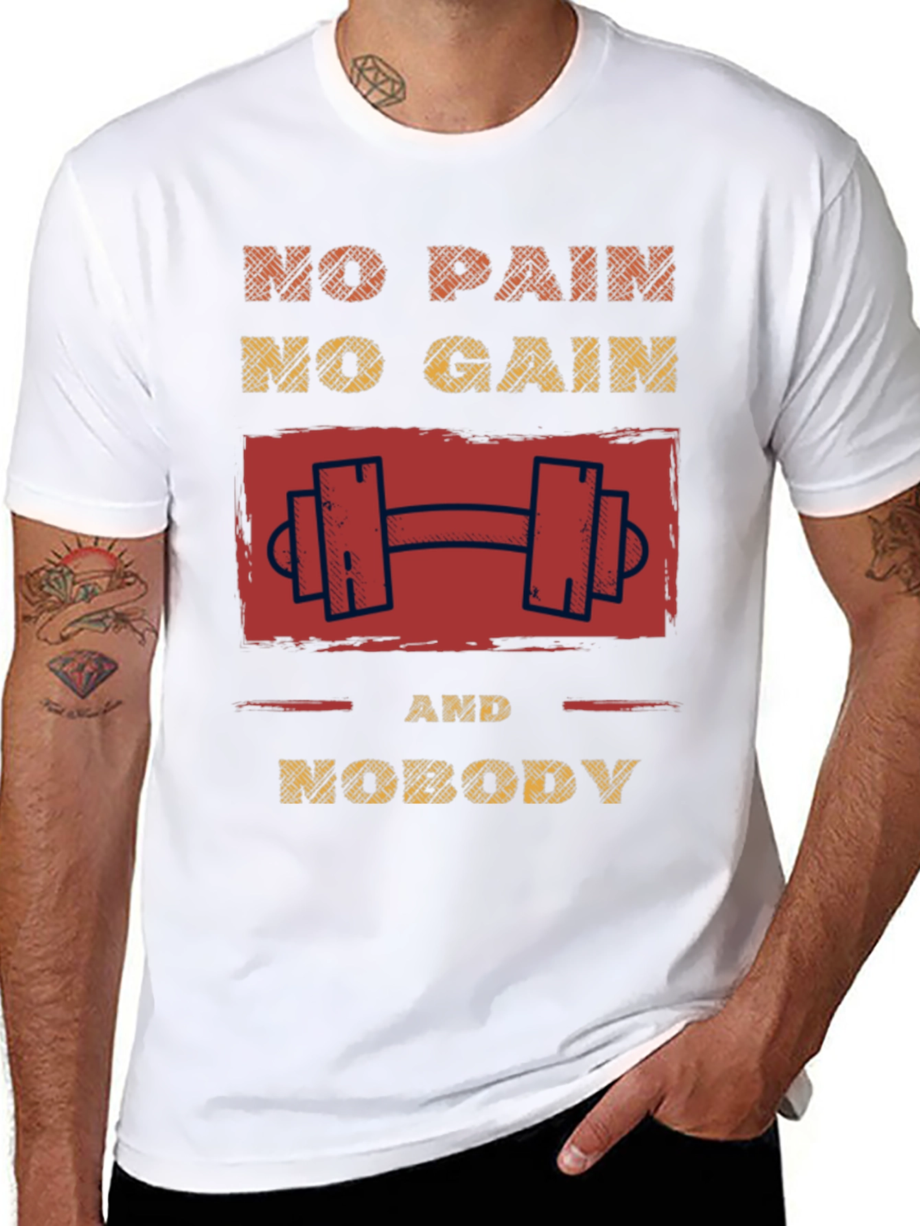 Motivational No Pain No Gain Graphic T-Shirt