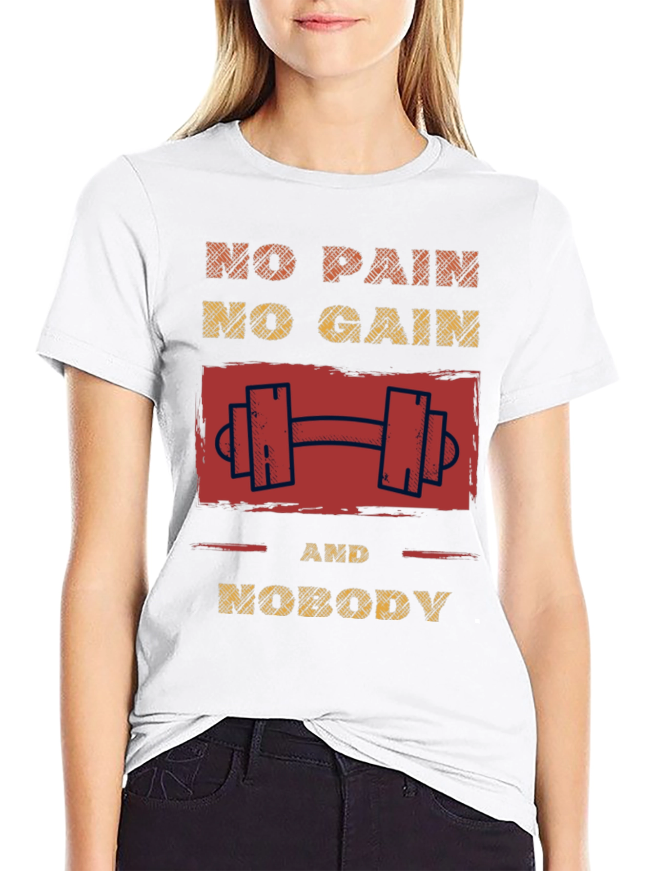 Motivational No Pain No Gain Graphic T-Shirt