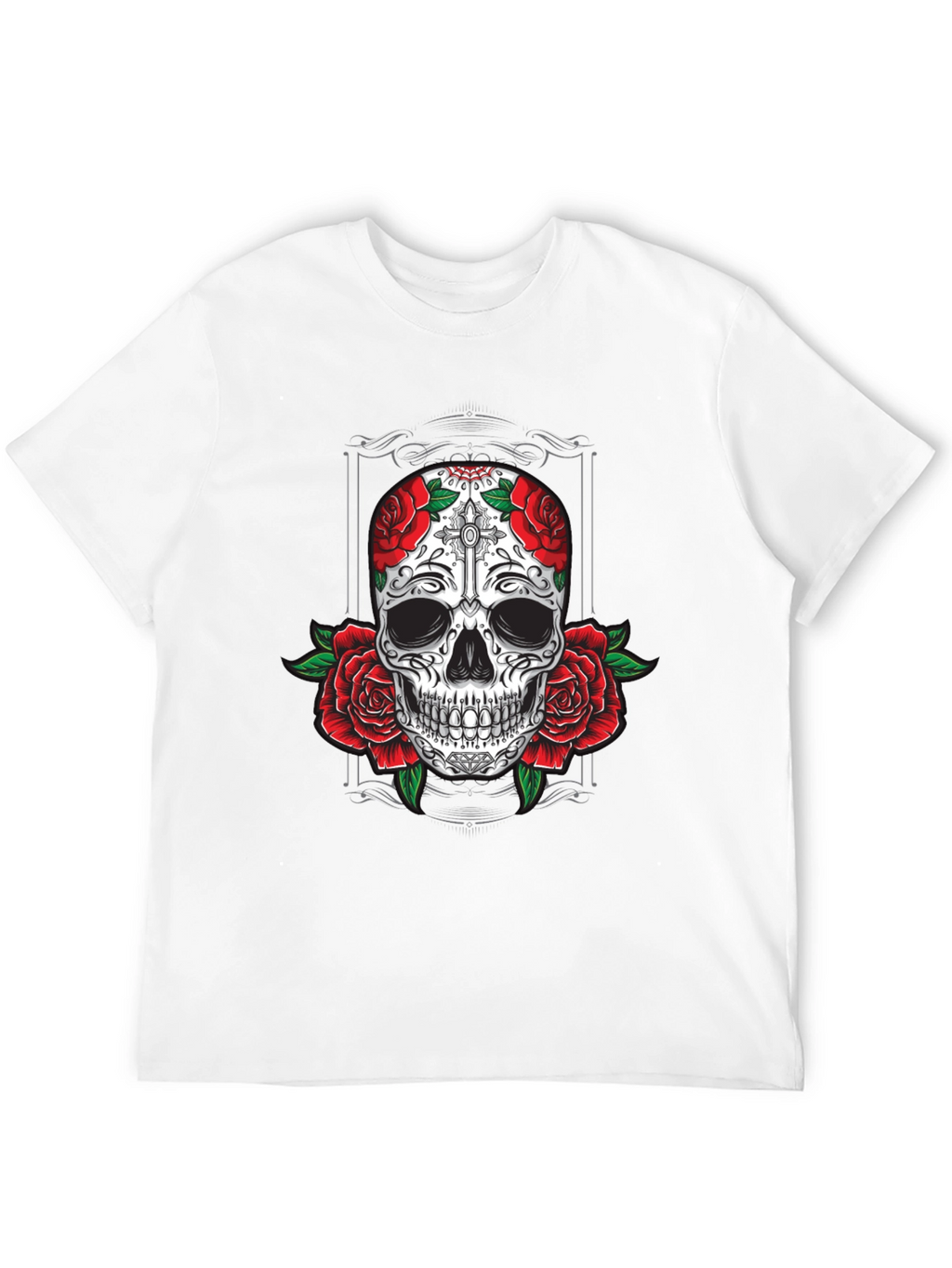 Skull & Roses Graphic Tee - Mens Black T-Shirt