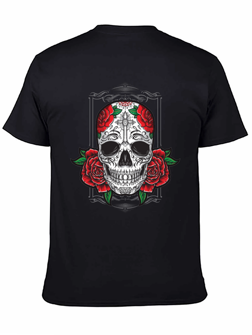 Skull & Roses Graphic Tee - Mens Black T-Shirt