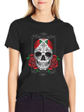 Skull & Roses Graphic Tee - Mens Black T-Shirt