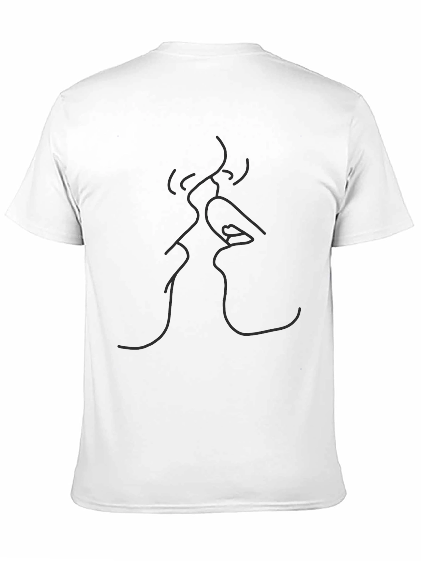 Minimalist Kiss Line Art Black T-Shirt