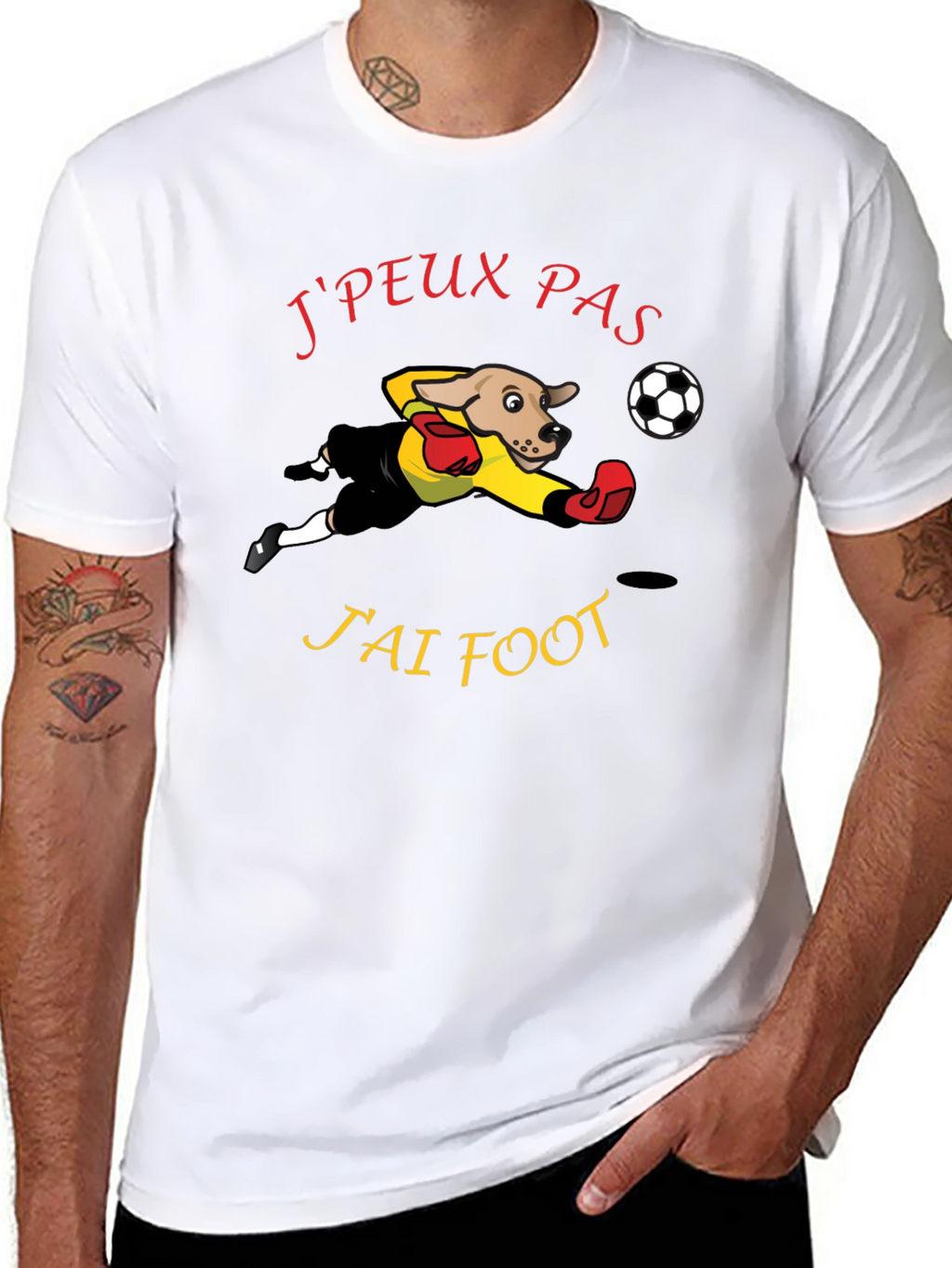 Funny Soccer Dog T-Shirt - Jpeux Pas Jai Foot!