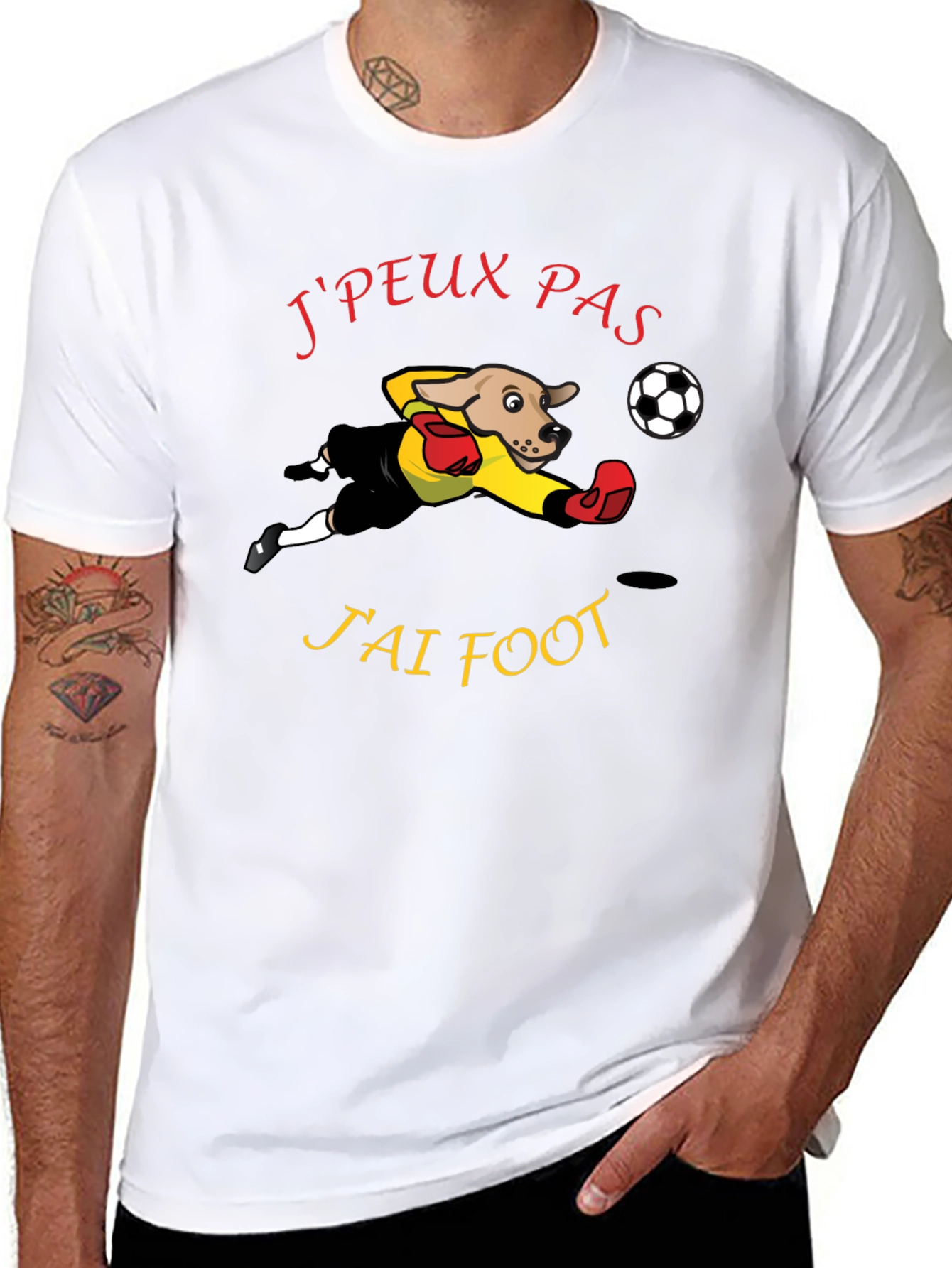 Funny Soccer Dog T-Shirt - Jpeux Pas Jai Foot!