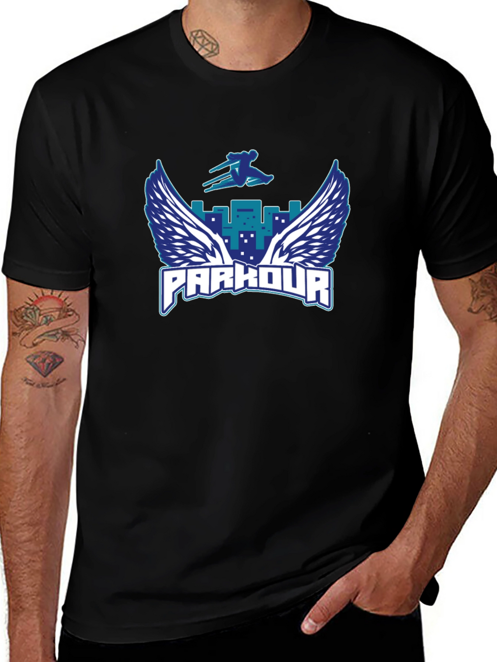Parkour Wings Graphic Black T-Shirt