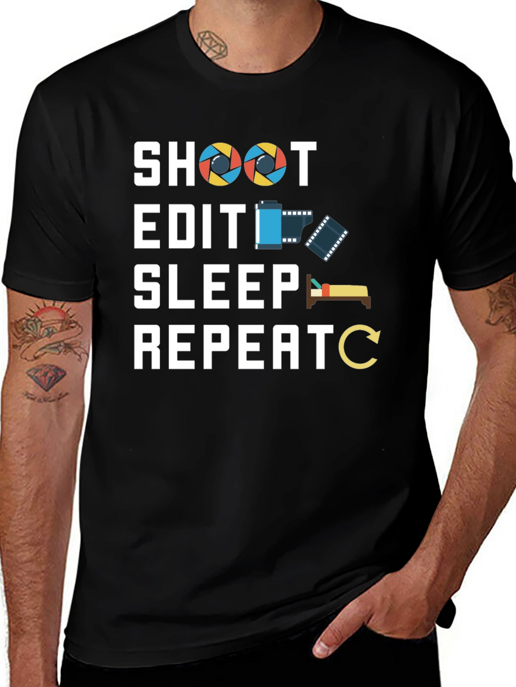 Photographers Life T-Shirt - Shoot Edit Sleep Repeat