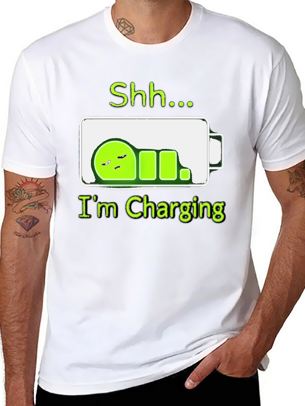 Shh...Im Charging T-Shirt - Funny Battery Sleep Mode Tee