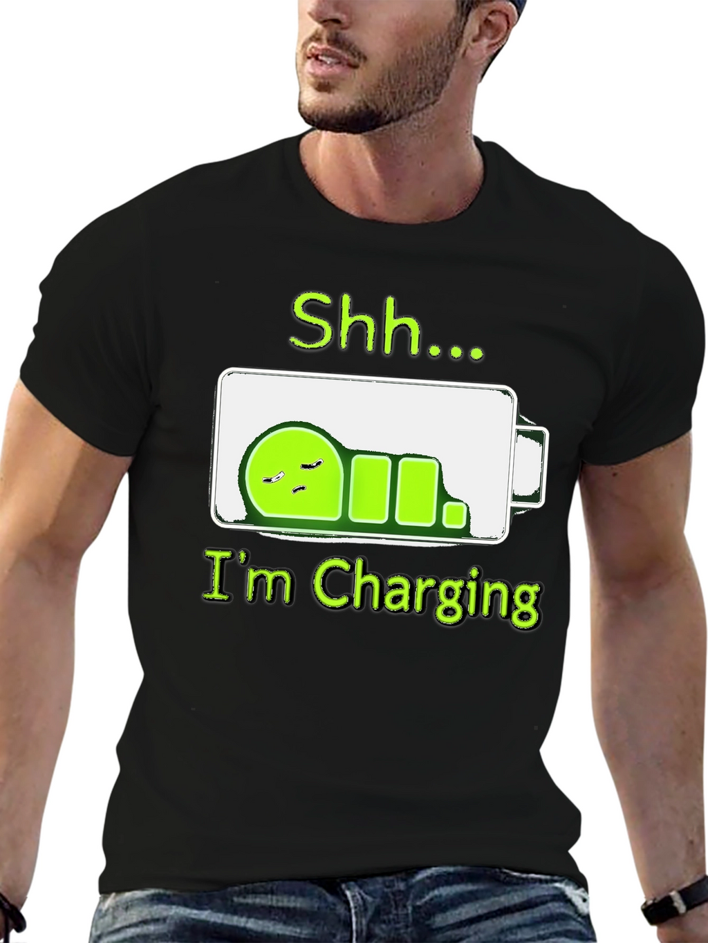 Shh...Im Charging T-Shirt - Funny Battery Sleep Mode Tee