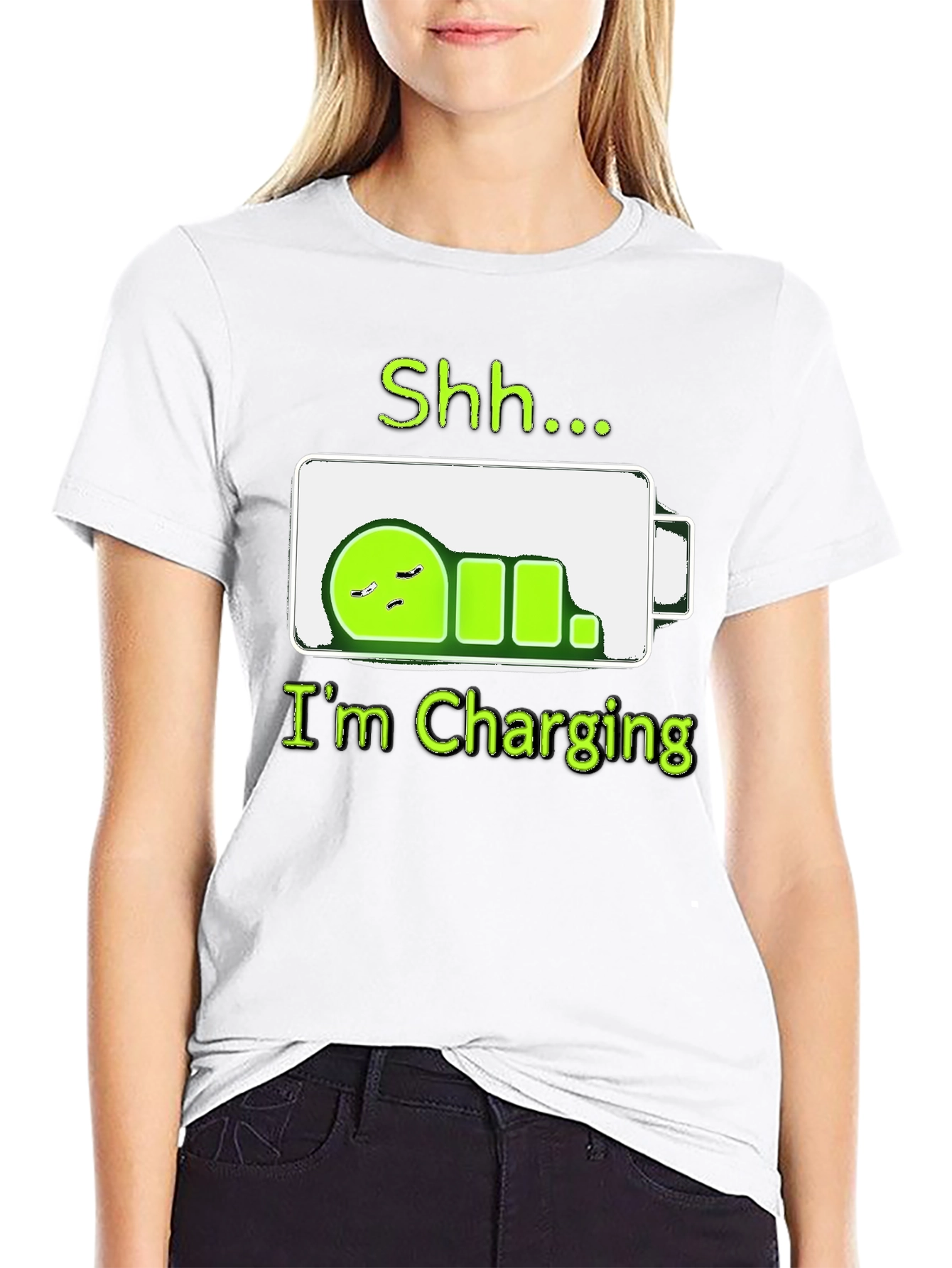 Shh...Im Charging T-Shirt - Funny Battery Sleep Mode Tee