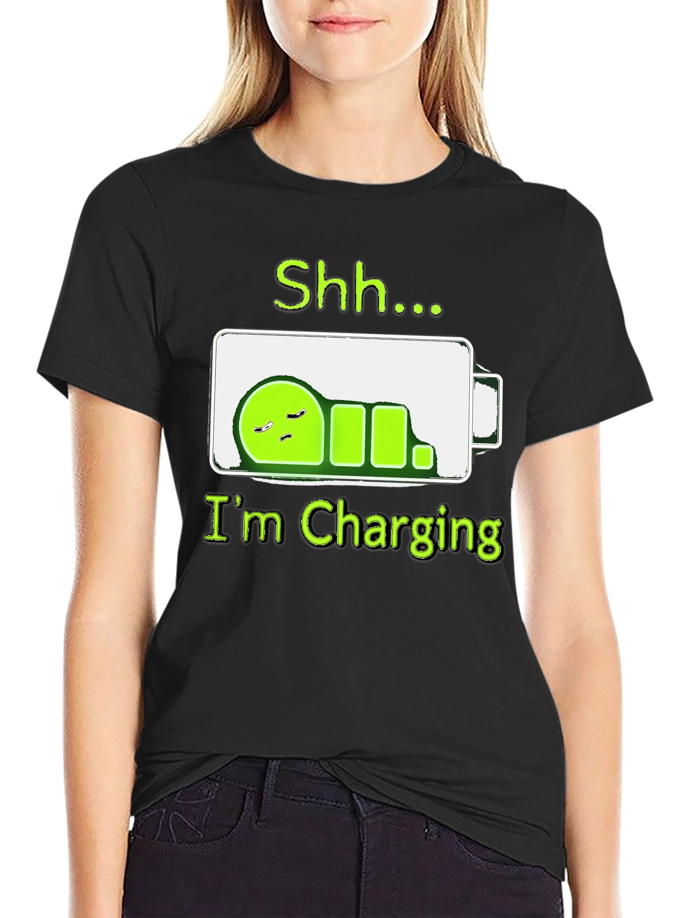 Shh...Im Charging T-Shirt - Funny Battery Sleep Mode Tee