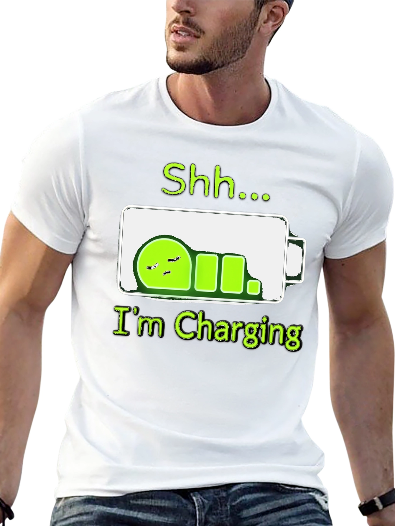 Shh...Im Charging T-Shirt - Funny Battery Sleep Mode Tee