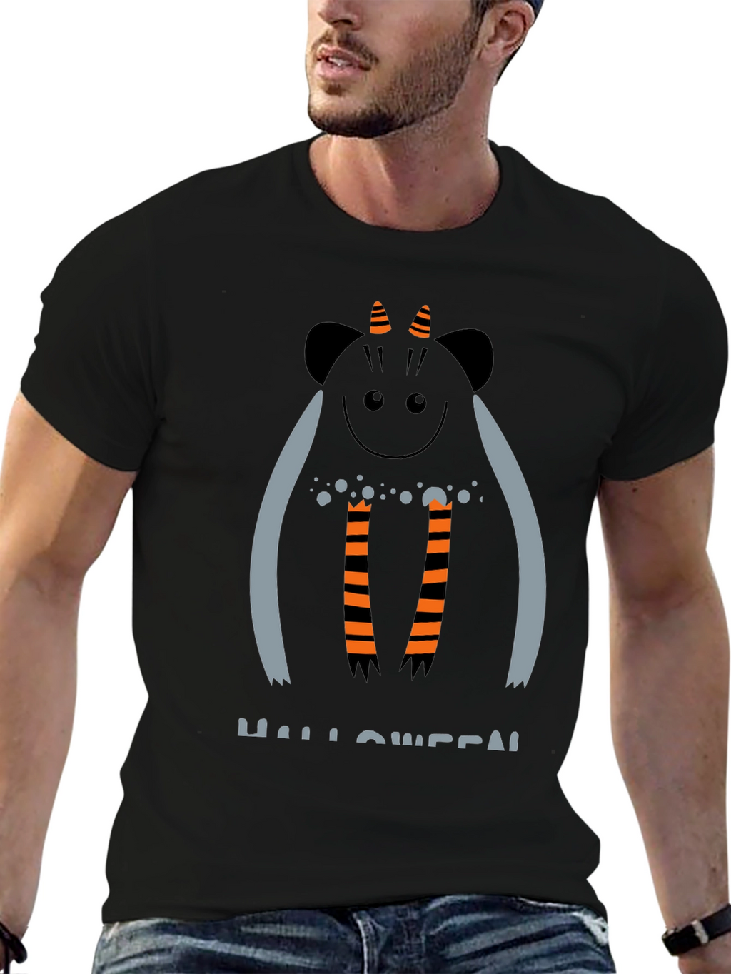 Halloween Monster Graphic Black T-Shirt