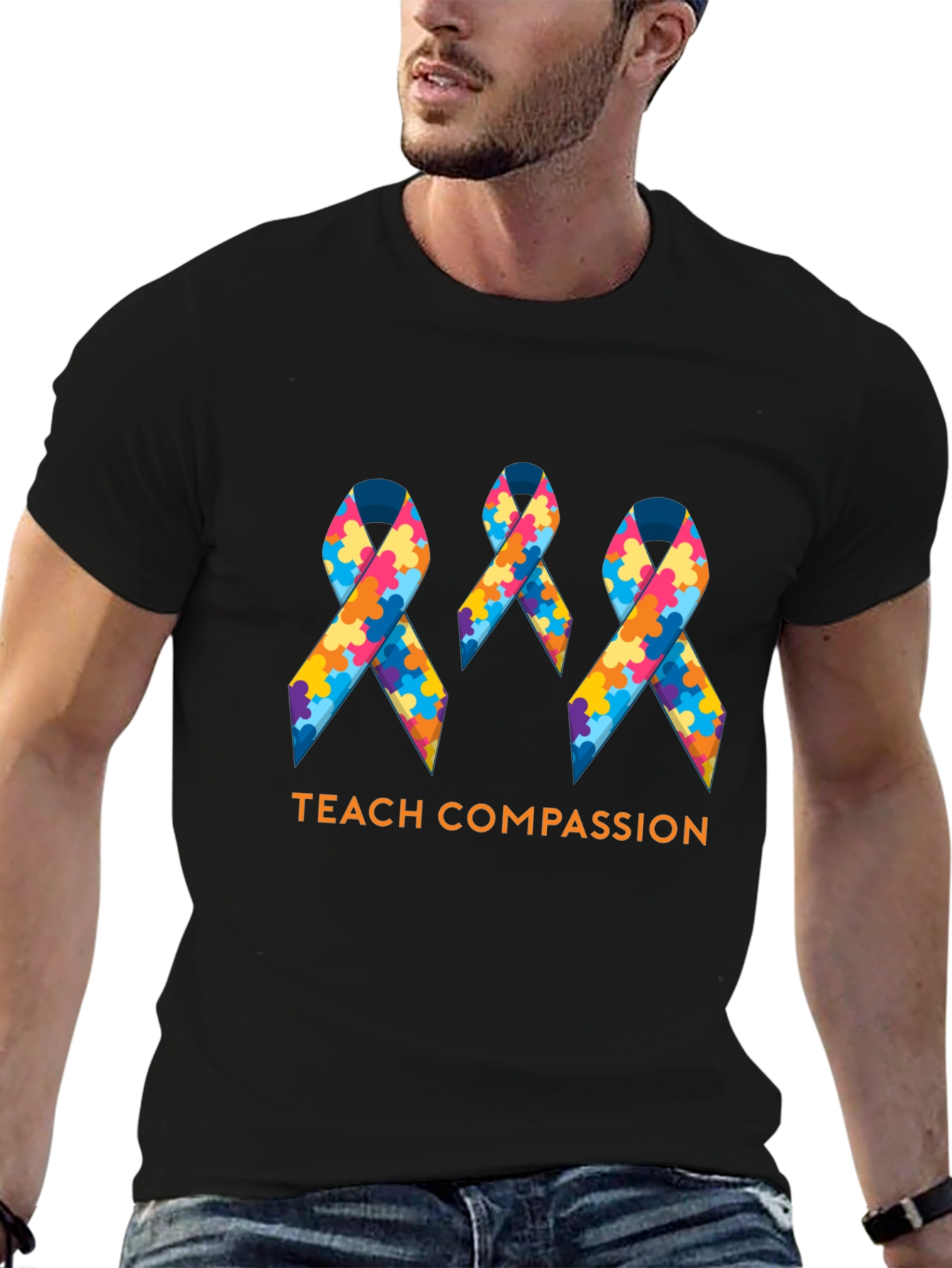 Teach Compassion Autism Awareness Ribbon T-Shirt