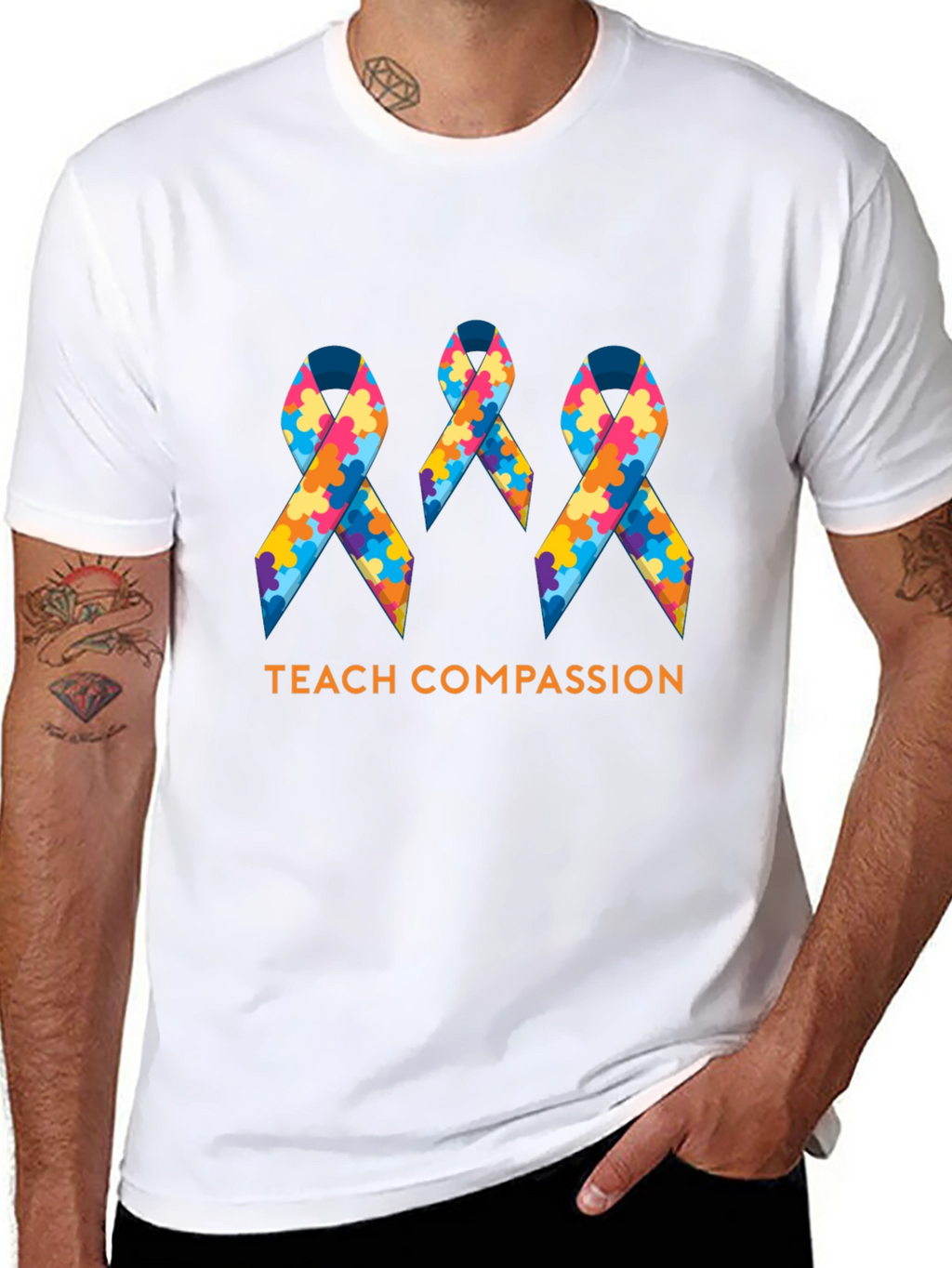 Teach Compassion Autism Awareness Ribbon T-Shirt
