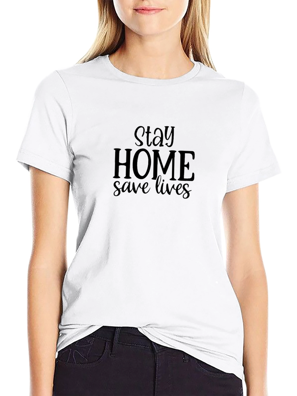 Stay Home Save Lives Black Tee