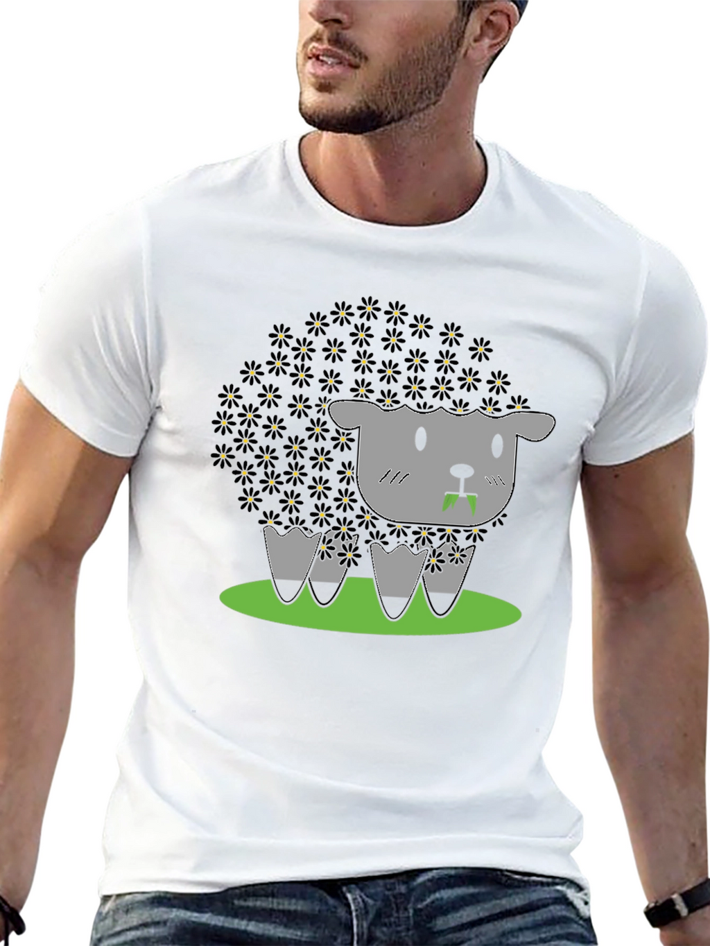 Black Sheep T-Shirt - Floral Wool Design