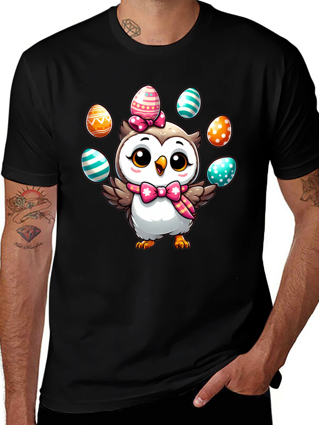 Easter Owl T-Shirt: Cute Cartoon Egg Design