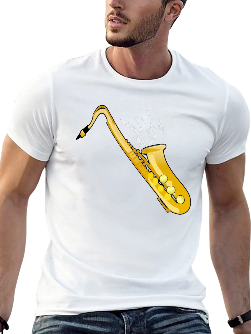 Saxophone Music Notes Graphic Tee
