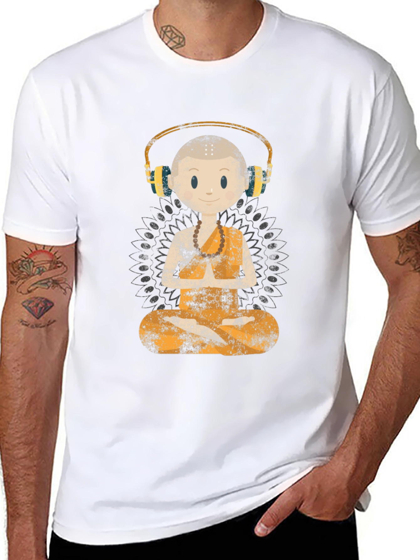 Zen Monk DJ Graphic Tee - Black T-Shirt