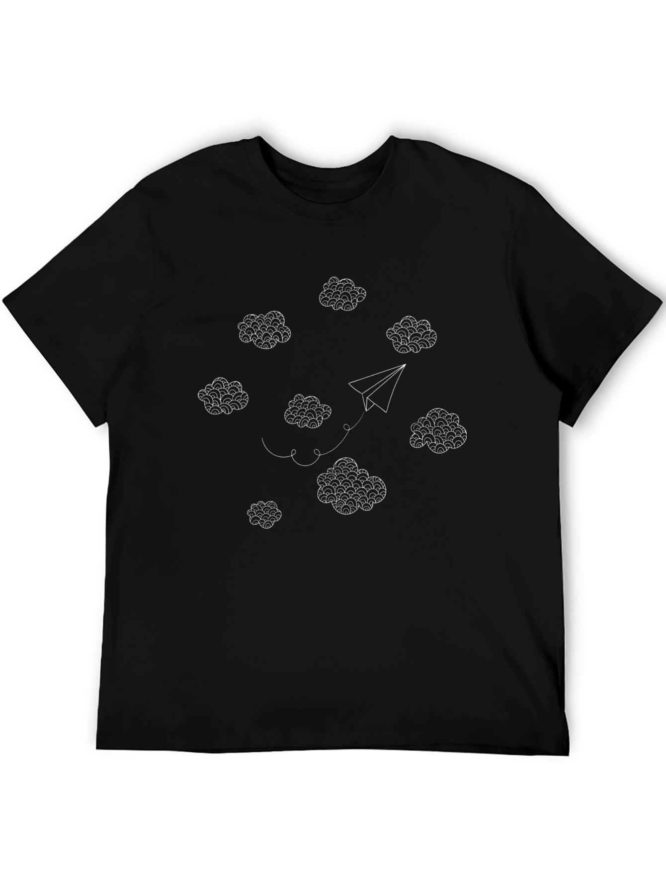 Paper Plane & Cloud T-Shirt - Black