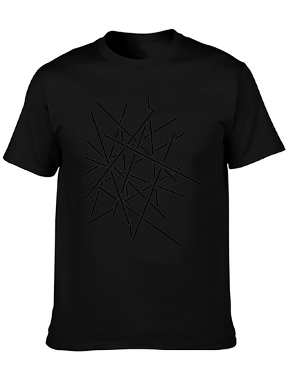 Abstract Line Art Black T-Shirt
