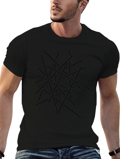 Abstract Line Art Black T-Shirt
