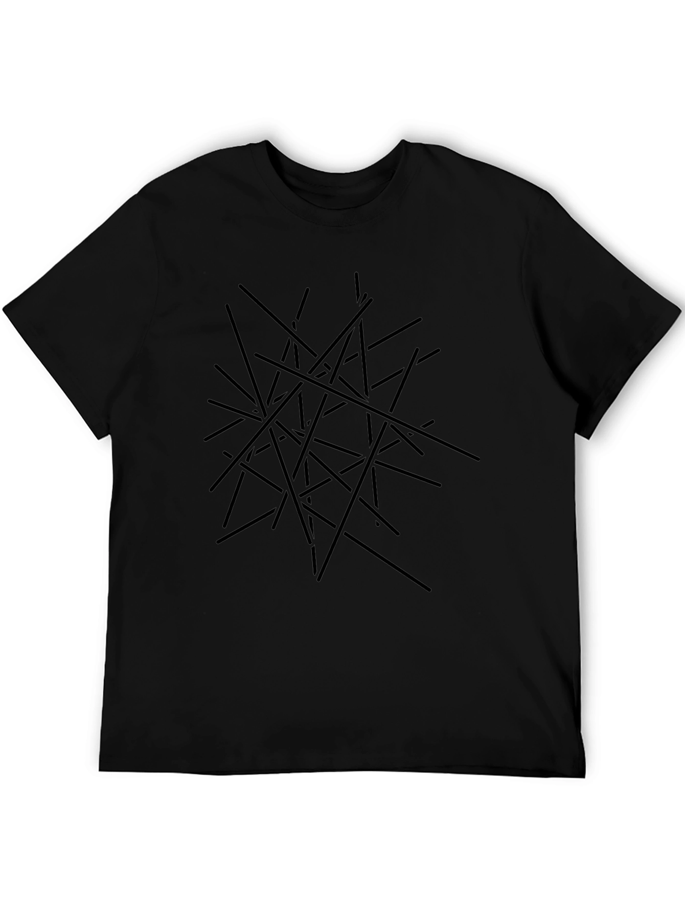 Abstract Line Art Black T-Shirt