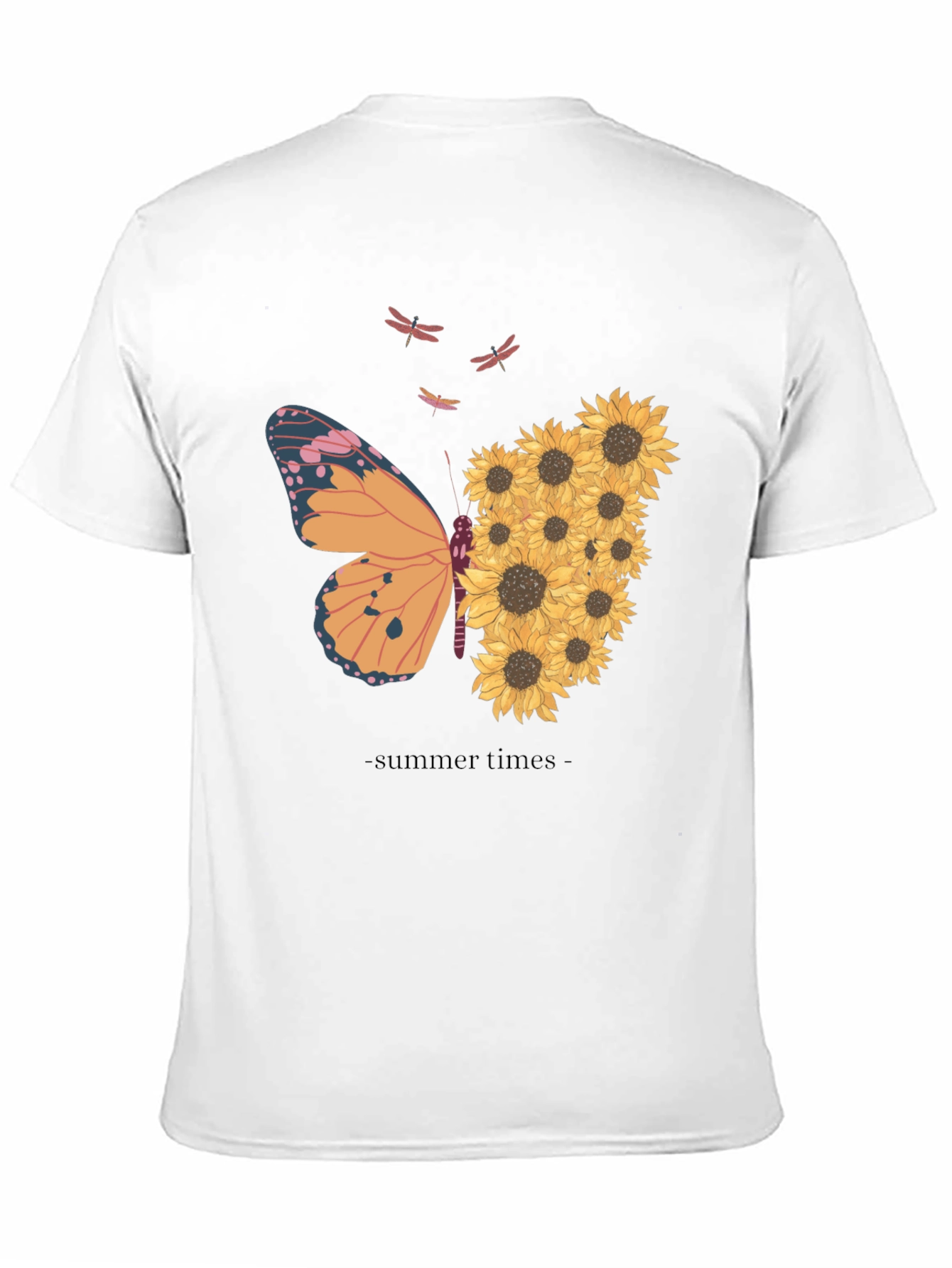 Summer Butterfly Sunflower Graphic T-Shirt