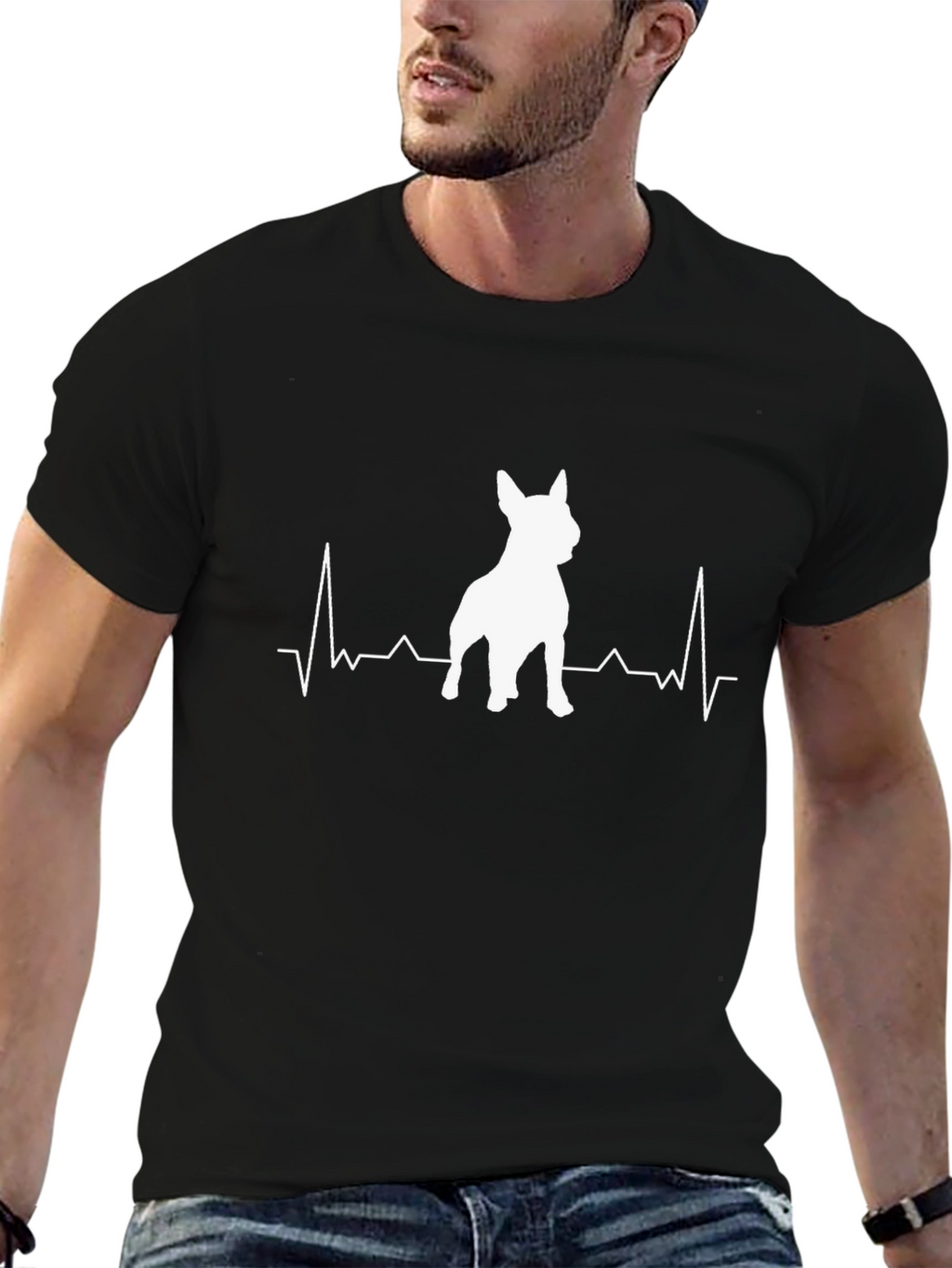 Dog Heartbeat Graphic Tee - Black Cotton
