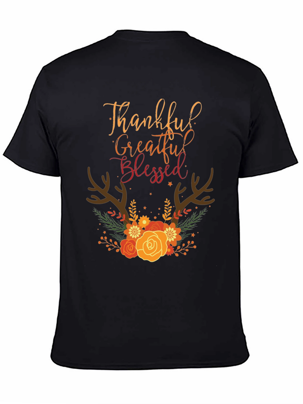 Thankful Grateful Blessed Fall Floral T-Shirt