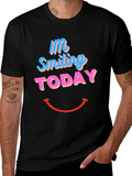 Smiling Today Graphic Print Black T-Shirt