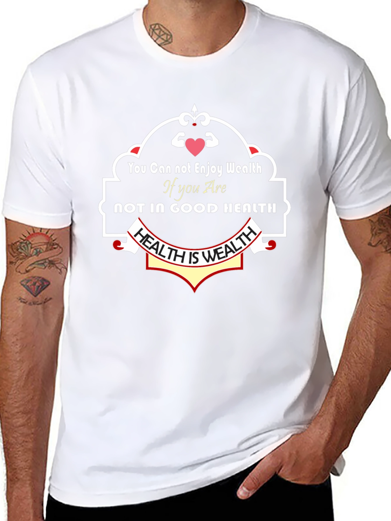 Health is Wealth Black Graphic T-Shirt