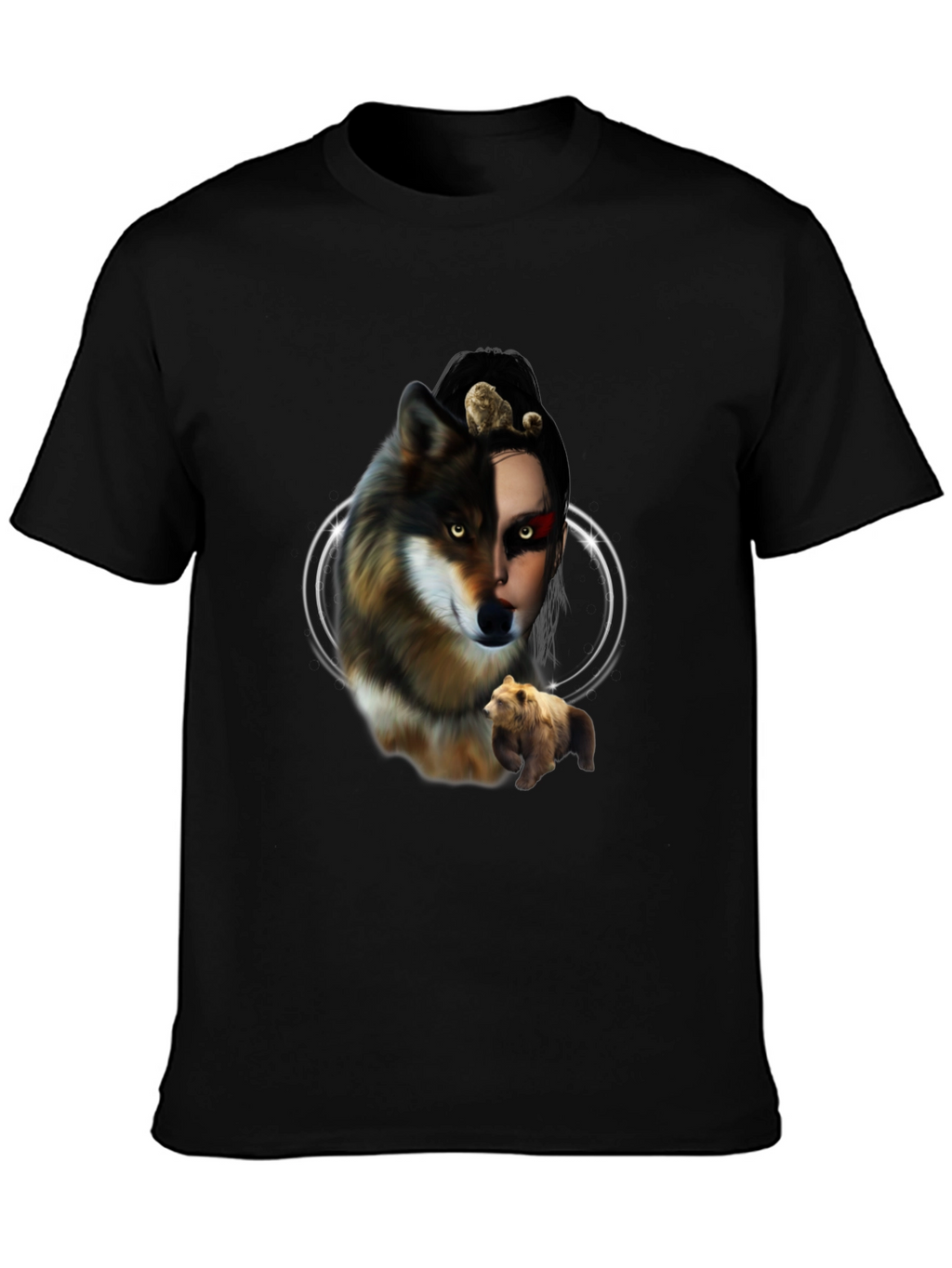 Wolf & Bear Graphic Tee - Unisex Black T-Shirt