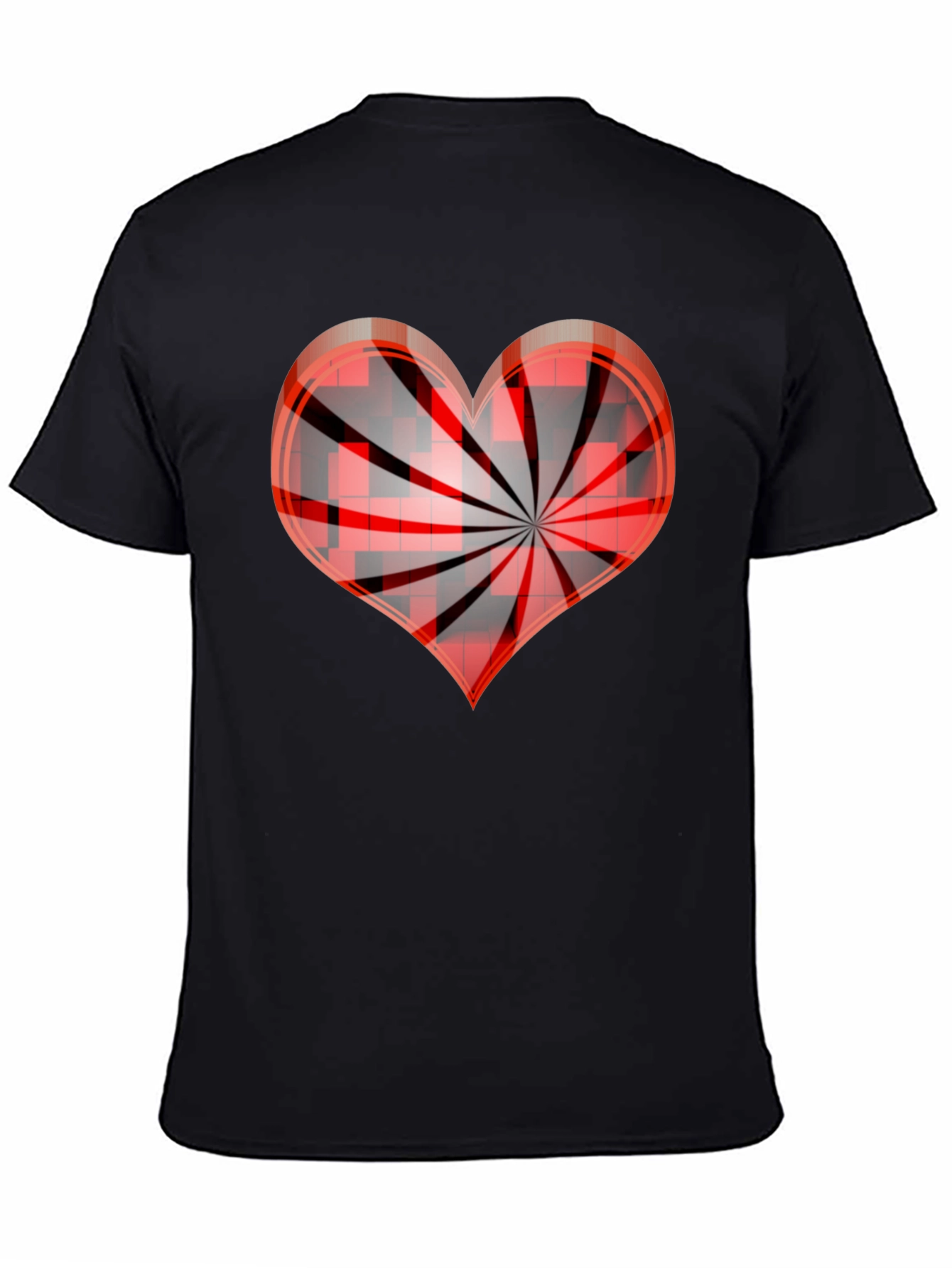 Red Swirl Heart Graphic Tee - Stylish Mens Black T-Shirt