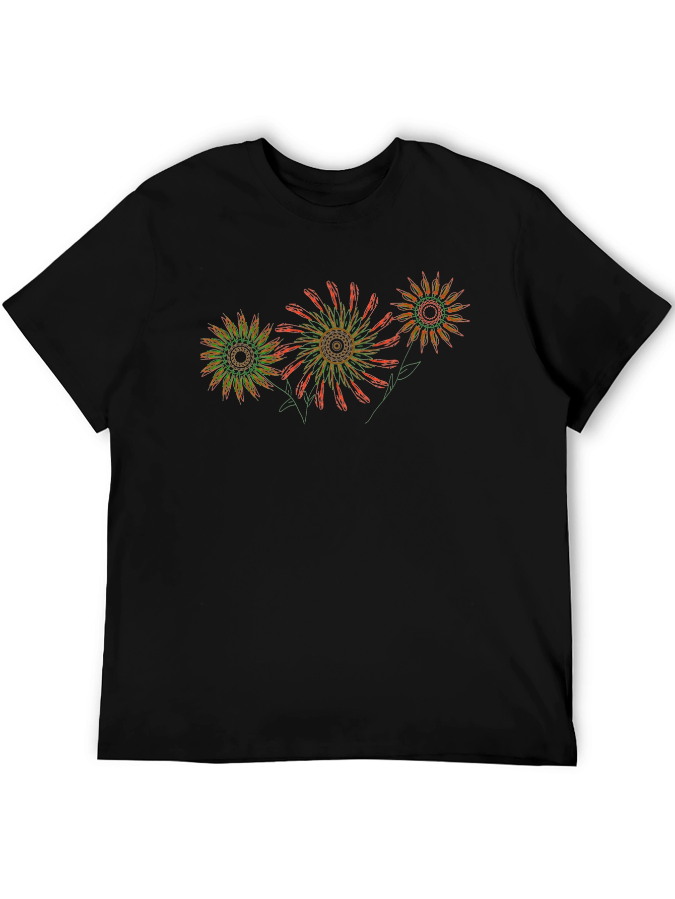 Abstract Floral Black T-Shirt