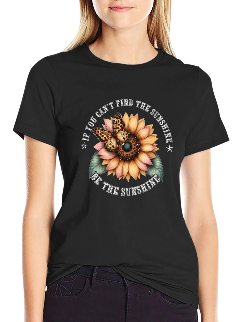 Sunflower Butterfly Graphic Tee - Be the Sunshine T-Shirt