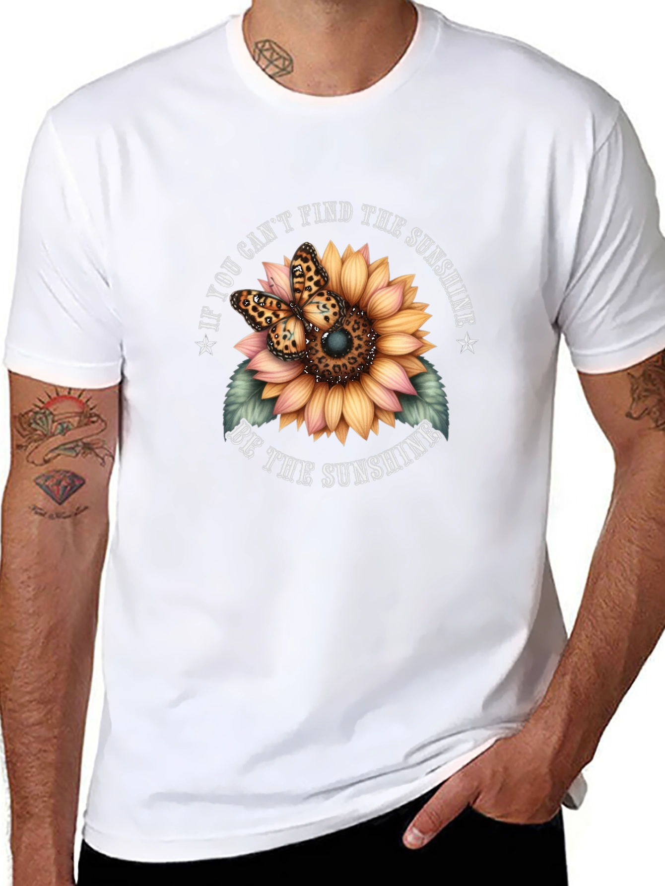 Sunflower Butterfly Graphic Tee - Be the Sunshine T-Shirt
