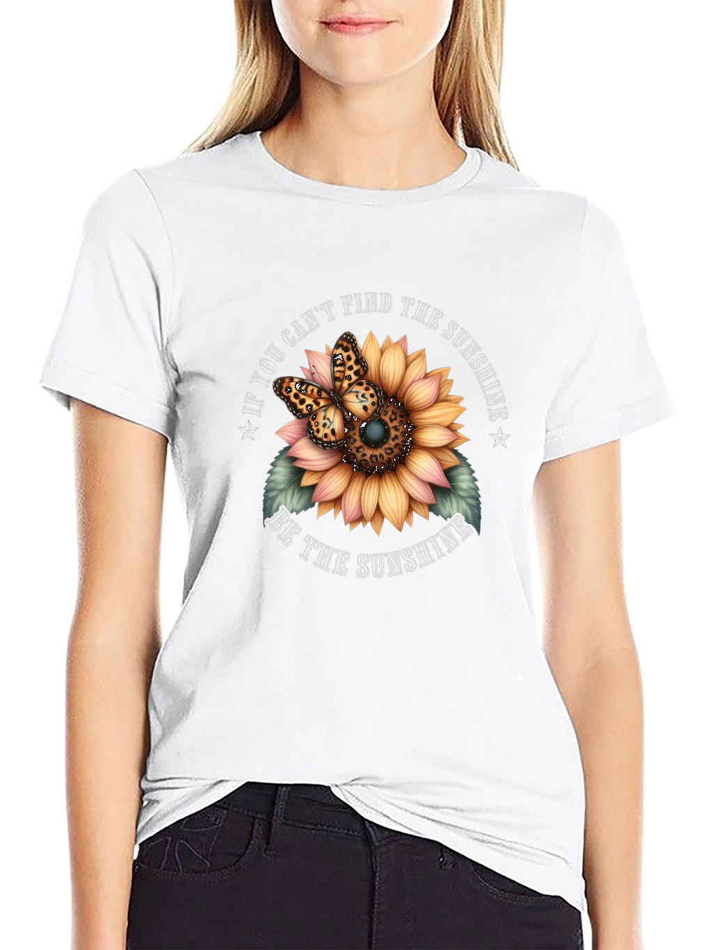 Sunflower Butterfly Graphic Tee - Be the Sunshine T-Shirt