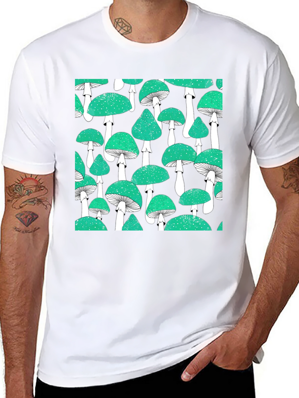 Mushroom Patterned T-Shirt
