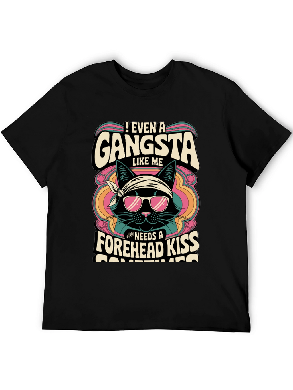 Gangsta Cat T-Shirt - Forehead Kiss Design