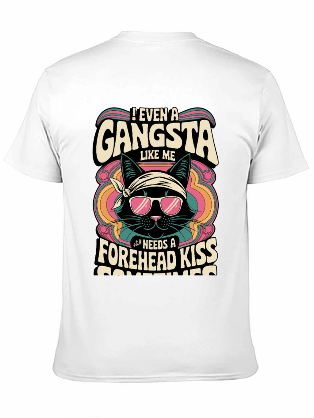Gangsta Cat T-Shirt - Forehead Kiss Design