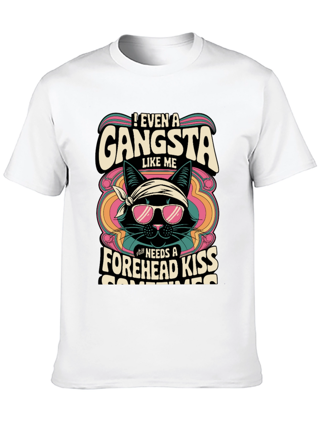 Gangsta Cat T-Shirt - Forehead Kiss Design
