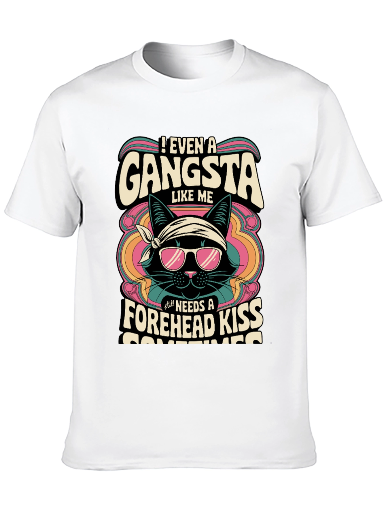 Gangsta Cat T-Shirt - Forehead Kiss Design