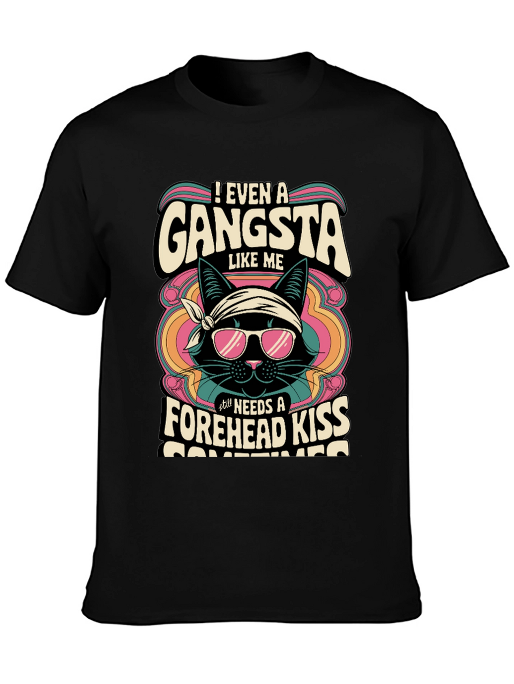 Gangsta Cat T-Shirt - Forehead Kiss Design