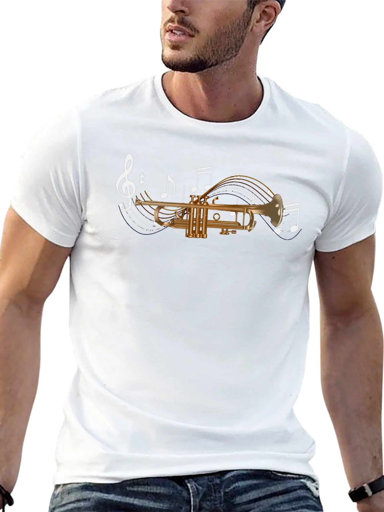 Trumpet Music Graphic T-Shirt - Black